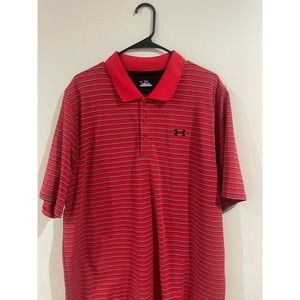 Mens XL Under Armour Golf Polo Red Black